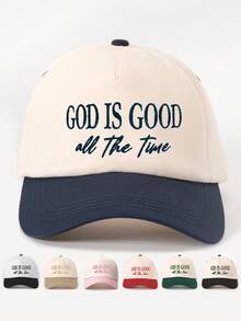 1 件刺绣“GOD IS GOOD”拼色棒球帽，可调节防晒休闲帽适合春秋旅行，时尚百搭遮阳帽，Y2K 风格，适合年轻人 - 棒球帽 - 查看 16