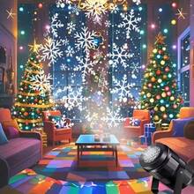 1pc LED Christmas Projection Light | Dynamic Snowflake | Christmas Theme Projection Lamp | Rotating Snowflake Pattern LED Stage Light, Holiday Decor USB Powered Rotating Snowflake Projection Atmosphere Light, Built-In High-Precision LED Light Source, Projects Translucent Snowflakes On Walls And Ceilings, Flowing Light And Shadow, Suitable For Christmas, Halloween, Simulating Snowy Winter, Parties