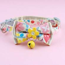 1 buc. Zgardă pentru animale de companie cu clopoțel, detașabilă, cu fundă florală, broderie din dantelă, colier pentru pisici