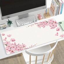 Large Pink Peach Blossom Mouse Pad, Gaming Desk Mat, Big Keyboard Pad, Washable, Rubber Non-Slip Bottom, Stitched Edge, Gift Mouse Pad, Desk Protector, Study Pad, Multiple Sizes Available, Computer Keyboard Mat, Laptop Pad Desk Accessories Office Supplies Office Office Desk Accessories Mousepad Mouse Pad For Desk - Pink Peach Blossoms - View 8