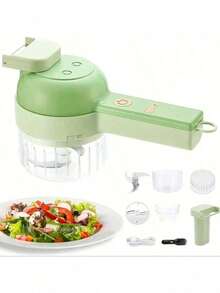 4-In-1 Handheld Electric Food Cutter Set, Wireless Kitchen Processor For Fruits, Vegetables, And Meats, USB Rechargeable (Built-In Battery), 1-10L Capacity
