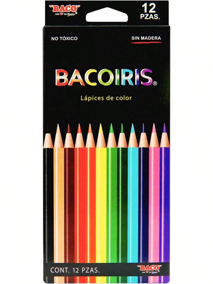 | Bacoiris Lápices de Colores Largos Redondos con Punta 3.3mm - Caja con 12 Colores - 1 - Ver 1