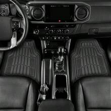 Alfombrillas de goma para todo tipo de clima, para coche, camin, SUV y furgoneta, proteccin total, ribete duradero para adaptarse a revestimientos resistentes, sin olor, negro, nmero de modelo: CAMT - 1004 - BK - 01-Negro - Ver 3