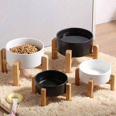 Ceramic Raised Dog Bowl With Stand, Suitable For Small Dogs, Cats And Puppies, Can Hold Food And Water