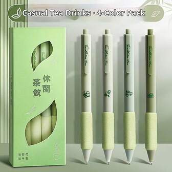 Ultra Soft Matcha Green European Bag With Touch Pen, Ins Style Neutral Pen, Quick Drying Brush Question Pen, 0.5mm Black ST Head, Suitable For School, Office, Signature, Gift, Christmas, Holiday Gift, Back To School