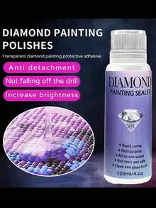 1套5D钻石画胶封层套装，增加钻石画光泽，适用于各类DIY手工艺品、马赛克刺绣拼图，增亮剂防止钻石脱落，防止钻石艺术胶封层剂 - 彩色 - 查看 2