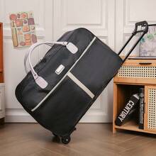 Women's Trolley Bag Large Capacity Travel Bag Lightweight Rolling Luggage Carry On Pull Handle Suitcase For Students Short Trip Foldable Check In Duffel Korean Style - màu đen - Xem 4