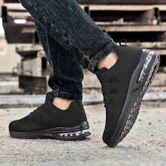 Steel Toe Safety Shoes, Anti-Smash, Anti-Puncture, Anti-Slip, Comfortable, Shock-Absorbing, Thick Sole