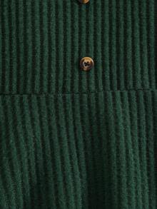 coviviky Set de 2 piezas de vestido de punto texturizado para niña - Camisa blanca con cuello de volantes + Falda de tirantes con lazo de botón verde oscuro, estilo escolar vintage