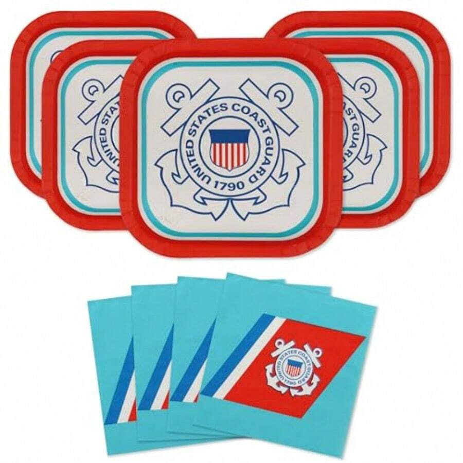 DU.S. Coast Guard Party For 16 Guests! Includes 16 Ea. . Dinner Plates And Luncheon Napkins In The Official U.S. Coast Guard Logo By Havercamp10 - 如圖 - 查看 1
