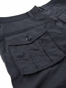 Black Multi-Pocket Men's Cargo Pants (Belt Not Included)