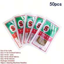 20/50pcs Titanium Coated Sewing Machine Needles, Size 9/11/14/16/18, Durable Golden Needles, Suitable For Home Sewing, Quilting And DIY Crafts, Universal Replacement Needles, Great Gift For Sewing Enthusiasts On Christmas And Other Holidays