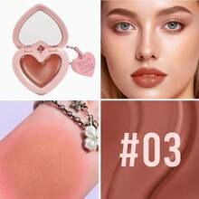 Rubor cremoso para labios y mejillas Love Blush, contorneado y iluminador natural de alto brillo, maquillaje portátil que también puede usarse como colgante decorativo
