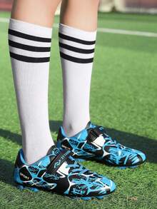 Unisex Youth Long Studs TPU Sole Grass Field Anti-Kick Football Shoes, Rubber Sole For Daily Training & Professional Soccer Shoes