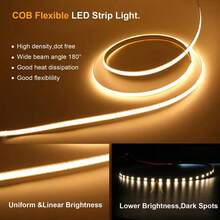 3mm Ultra-Thin COB LED Strip Light With Dimmable Control, USB Dimming, White/Warm White LED Tape, Suitable For Home Cabinet, Kitchen, TV Backlight