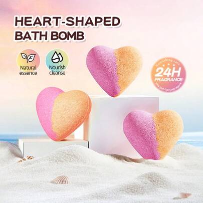 1pc Heart-Shaped Bath Bomb, Deep Cleansing Body Bath Salt
