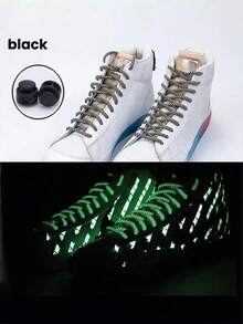 A Pair Of Round, No Knots, Mushroom Spring Buckle Style, Tight Laces, Including Luminous Style Laces, High Elastic Laces, Not Easy To Break. They Are Suitable For Sneaker, Basketball Shoes And Casual Shoes, Convenient And Comfortable To Wear