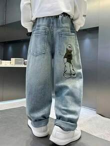 时尚休闲青少年男孩牛仔裤，简单百搭，适合日常穿着