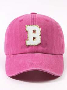 1 件时尚紫红色 26 个字母贴片简约棒球帽，街头休闲聚会弧形帽檐爸爸帽，男女通用户外可调节四季棒球帽 - 棒球帽 - 查看 27