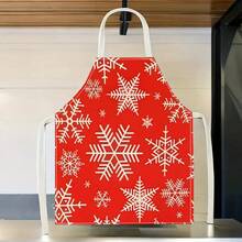 1 pièce Tablier à motif flocon de neige, tablier de nettoyage de maison imprimé créatif et amusant, tablier de cuisine imperméable et facile à nettoyer, tablier de maison créatif, uniforme de travail