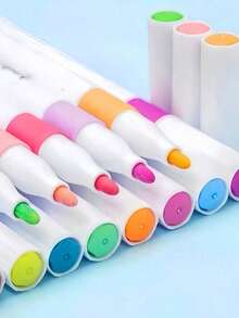 12 piezas Juego de bolígrafos de marcador acrílico redondos navideños, set de pinceles de pintura a base de agua para dibujar, bocetos y crear hermosas obras de arte, oficina, escuela, dibujo, estudiante, marcadores, papelería, niños, niñas, útiles escolares [Estilos de colores aleatorios]