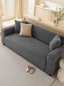 1件装现代简约全覆盖弹力防滑沙发套 - 四季通用提花天鹅绒保护套，宠物友好，防污防刮，适用于1-5座沙发（不含枕套） - 深灰色 - 查看 10