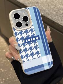 WeiMi 1 buah Casing Ponsel Baru Motif Houndstooth Biru Lucu, Tahan Air, Anti Jatuh, Anti Selip, Berkualitas Tinggi, Tekstur Kulit Lembut, Kompatibel dengan Ponsel Apple. - MultiWarna - View 5