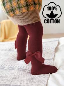 1 szt. 100% bawełnianych rajstop dziecięcych z kokardką, legginsy dla niemowląt