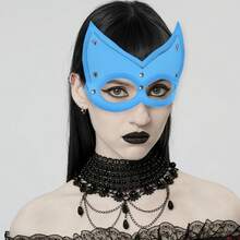 女士时尚PU皮革面具性感朋克哥特万圣节嘉年华派对半脸面具化妆舞会夜总会角色扮演道具面具 - 彩色 - 查看 11