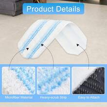 Mop Replacement Pads Compatible With O-Cedar H2prO Flat Mop System, 3 Pack Microfiber Mop Heads Replacements For Ocedar Flat Mop, Washable And Reusable Mop Pad Refills,  On Hard Floors