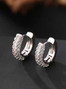 1 chiếc khuyên tai tròn đính đá Rhinestone trang trí hoàn toàn dành cho nam, món quà lý tưởng để đeo hàng ngày cho bạn bè và anh em - Số 2, 2 miếng - Xem 13