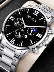 6pcs/Set Men's Business Casual Quartz Watches With Calendar, Round Dial, Multiple Color Options, Perfect Gift For Father's Day, Birthday Or Anniversary - Multicolor - View 6