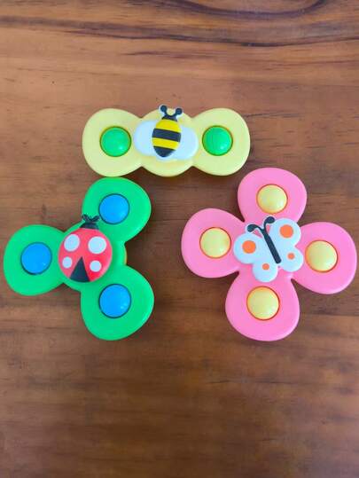 Brinquedo giratório com ventosa de 1/3 peças para bebês e crianças pequenas – brinquedo sensorial para banho e aprendizagem educacional precoce, presente ideal para o primeiro aniversário e presente de Natal para meninos e meninas a partir de 3 meses