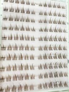 120 件焦糖棕色无茎向日葵无胶假睫毛，透明自然分段自粘 C 型卷睫毛 - C - 查看 5