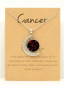 1pc-12pcs Retro Luminous Moon 12 Zodiac Signs Pendant Necklaces, Party Birthday Gifts & Daily Wear