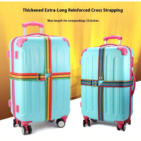1 pieza de correa de sujeción y fijación de equipaje original y de moda, hecha de material de nailon con un diseño elegante. Con un estilo de moda, es adecuada para sujetar el equipaje, así como para empacar y transportar cuando se sale de viaje.