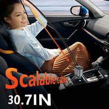 66W Car Charger With Starry Sky Projector Lamp, Retractable Cable Fast Charge Metal Car Charger, 4-In-1 USB PD Car Accessories - Grey - View 3