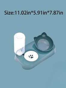 1pc 3-In-1 Elevated Pet Bowl With 500ml Water Bottle - Automatic Dog And Cat Feeder - Feeding Station, Neck Protection Design, Comes With Gravity Water Bottle, Protects Neck, Cat Bowl, Cat Food Bowl, Dual Bowls Protect Cervical Spine, Automatic Water Bowl, Anti-Spill Cat Food Bowl, Pet Supplies, Self-Filling, Full But Not Overflowing, Cat Bowl Multi-Slot Rotatable Design, Detachable Design, Fully Washable