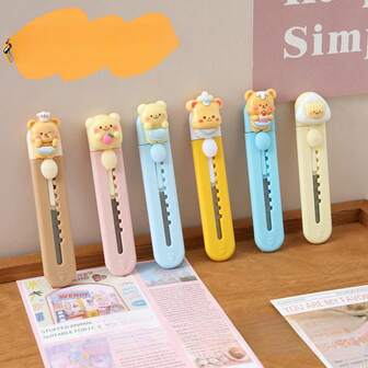 1 PCS  Utility Knife, Cute Cartoon Bear, Paper Cutter, Student Office Craft, Unpacking Knife, Courier Knife