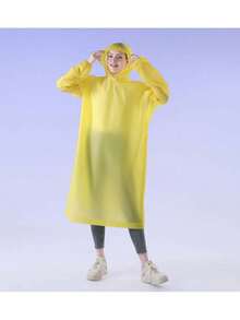 1pc Drawstring Rain Poncho, Portable Reusable Rain Jacket For Outdoor, Children And Adults, Fashion - Multicolor - View 2