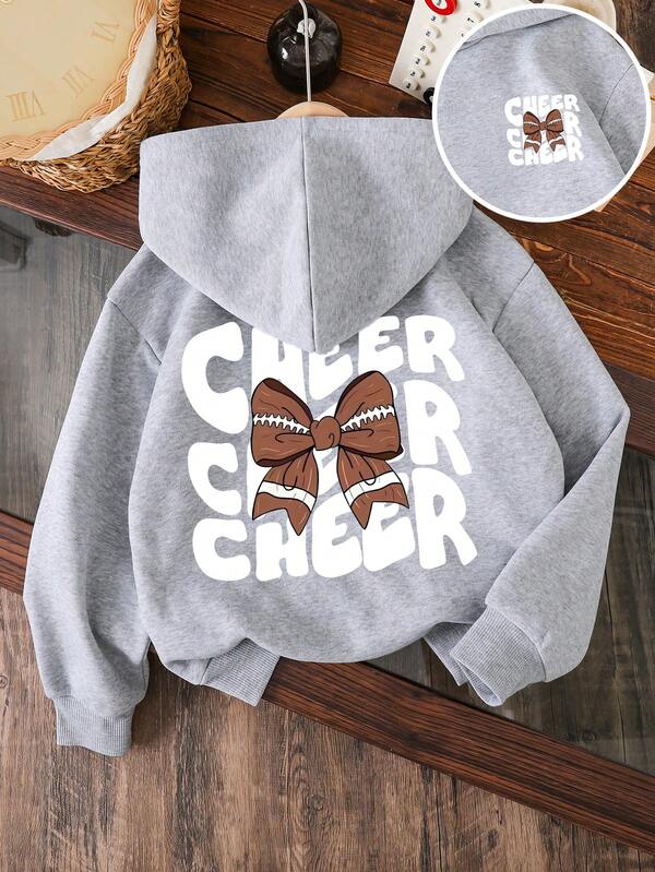 Kleine Mädchen Hoodie Sweatshirt mit Schleife & Buchstaben Muster, Herbst