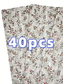 5/10/20/40pcs Thin Paper Sheets With Holly Berry Pattern, Size 20" X 14", Suitable For Gift Wrapping, Wedding, Christmas, Birthday Gifts, Bouquet Wrapping, Gift Bag Filler, Party Favor Decoration