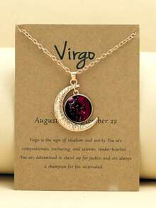 1pc-12pcs Retro Luminous Moon 12 Zodiac Signs Pendant Necklaces, Party Birthday Gifts & Daily Wear