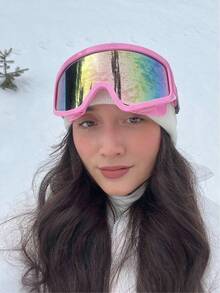 POLASUP 1pc Cute Pink Oversized Ski Goggles With Soft Foam For Women, Full Coverage Protective Fashion Accessory Suitable For Skiing, ATV, Karting, Hiking, Windproof, Adjustable Easy Comfort Casual Outfits Outdoor Cycling Glasses For Summer Beach Vacation,Outdoor,Travel Skiing Snow Windproof - 粉色 - 查看 12