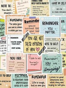 50pcs Cartoon Doodle Reminder Note Stickers For DIY Decoration On Laptop, IPad, Guitar, Water Bottle, Phone Case, Waterproof - 彩色 - 查看 3