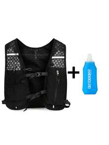 Tas Dada Lari Ringan, Tas Jaring Bernapas yang Dapat Diatur, Cocok untuk Jogging di Luar Ruangan, Bersepeda, Latihan Kebugaran, dan Perjalanan Harian - Ransel hitam dengan 1 botol air - View 13