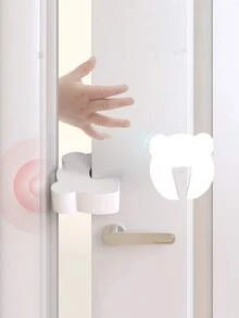 3/2/1件装 熊形儿童抽屉门防夹手装置，免钻孔门挡，婴幼儿门挡，儿童用品 - 白色 - 查看 4