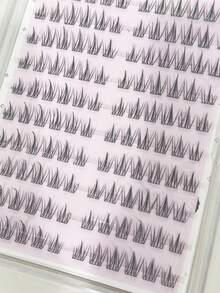 120 件黑色向日葵无胶假睫毛，透明自然分段自粘 C 型卷睫毛 - C - 查看 10