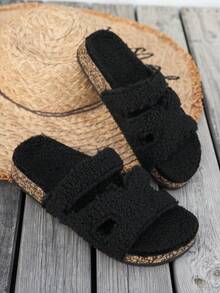 Sandalias de mujer de punta abierta, zapatillas de moda clásica versátiles para interiores y exteriores, vacaciones y hogar - Cómodas sandalias de mujer de punta abierta, zapatos casuales para caminar - Adecuadas para uso en interiores y exteriores, cómodas y versátiles sandalias planas para mujer - Negro - Ver 6