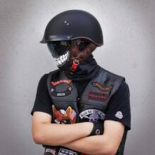 - Casco de Motocicleta con Visera de liberacin rpida, Hebilla aprobada por el, Casco de Media Cara para Hombres y Mujeres - F02 Negro Mate + EG - Ver 3